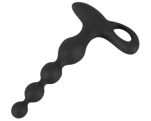 Черная анальная цепочка с вибрацией Rechargeable Anal Beads - 20 см.