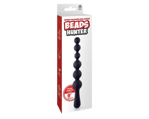 Черная анальная цепочка Beads Hunter - 22,9 см.