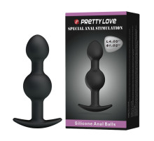 Чёрные силиконовые анальные шарики - 10,4 см.