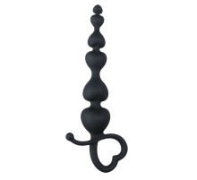 Черные анальные бусы Heart Lover - 18,5 см.