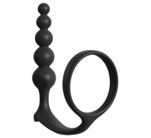 Черная анальная цепочка с эрекционным кольцом Ass-gasm Cockring Anal Beads