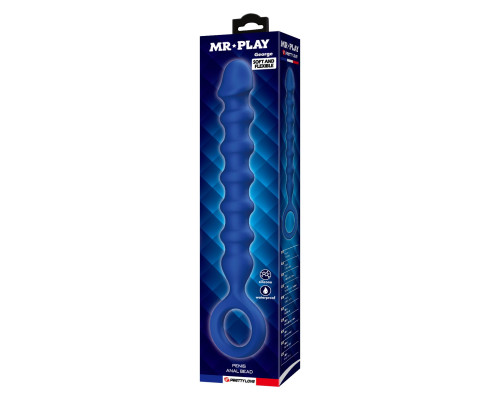 Синяя анальная цепочка - 28,5 см.