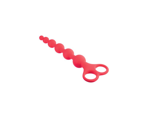 Красная анальная цепочка Ribbed Silicone Anal Beads - 26 см.