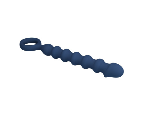 Синяя анальная цепочка - 28,5 см.