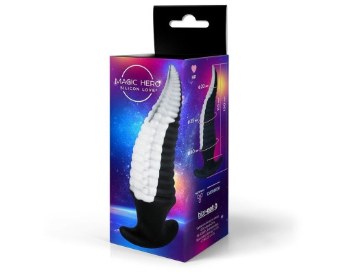 Черно-белый фантазийный анальный стимулятор-щупальце - 13 см.