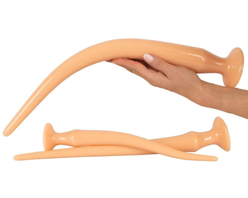 Набор из 3 телесных удлиненных анальных пробок Super Long Flexible Butt Plug Set