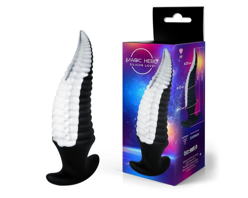 Черно-белый фантазийный анальный стимулятор-щупальце - 13 см.