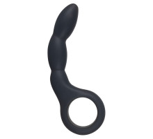 Черный ребристый анальный стимулятор - 13,5 см.