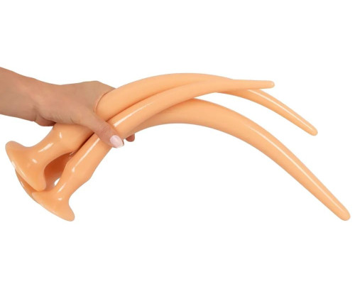 Набор из 3 телесных удлиненных анальных пробок Super Long Flexible Butt Plug Set