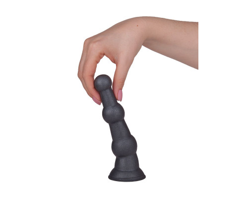 Анальная пробка платинового цвета с изгибом - 15 см.