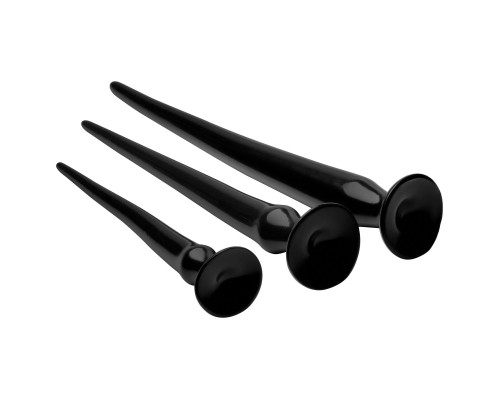 Набор из 3 черных больших гибких анальных стимуляторов Slim Tapered Anal Hose Trainer Set
