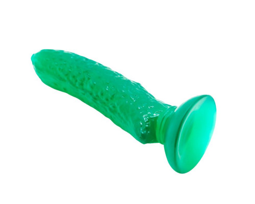 Зеленый стимулятор на присоске в форме огурца Cucumber - 17 см.