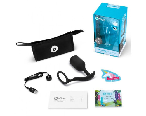 Черная анальная вибропробка с эрекционным кольцом Vibrating Snug   Tug XL