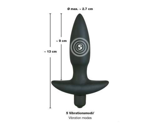 Анальная вибровтулка с 5 скоростями вибрации Vibrating Plug Small - 13 см.
