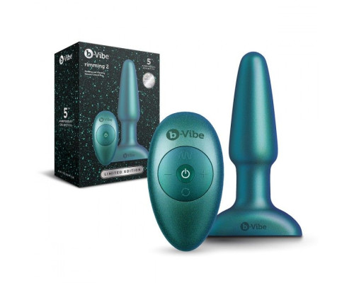 Изумрудная анальная вибропробка Rimming Plug 2 - 15 см.