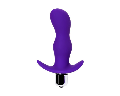 Фиолетовая изогнутая анальная вибропробка - 11,2 см.