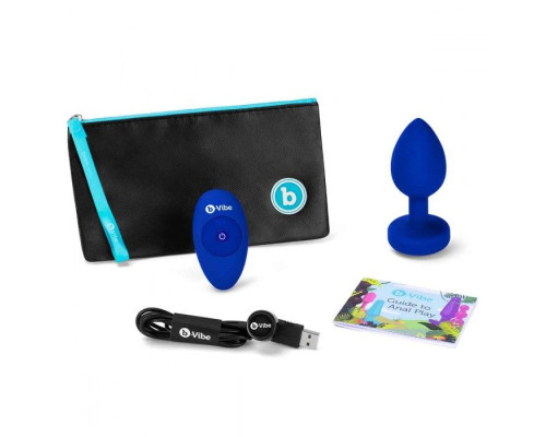 Синяя вибропробка Vibrating Jewel Plug L/XL - 11 см.