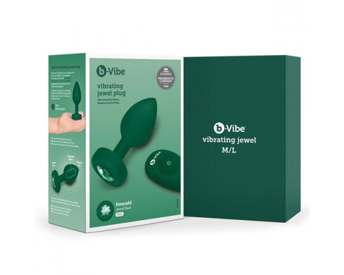 Зеленая анальная вибровтулка с кристаллом Vibrating Jewel Plug M/L - 10,5 см.
