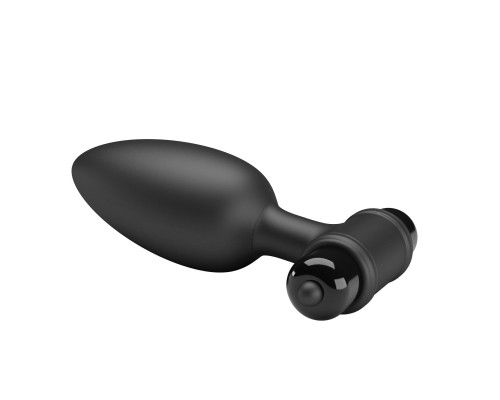 Черная анальная пробка с вибрацией - 11,5 см.