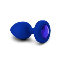 Синяя вибропробка Vibrating Jewel Plug L/XL - 11 см.