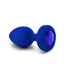 Синяя вибропробка Vibrating Jewel Plug L/XL - 11 см.