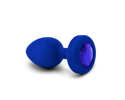 Синяя вибропробка Vibrating Jewel Plug L/XL - 11 см.