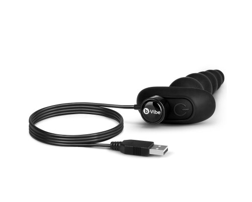 Черные анальные бусы с 3 моторами B-Vibe Cinco Anal Beads - 20,5 см.