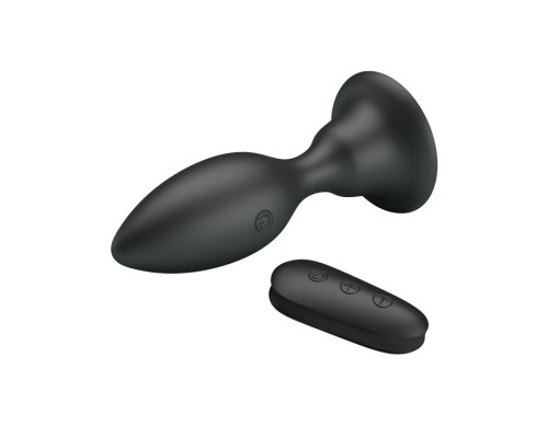 Черная анальная вибропробка с пультом Mr.Play - 10,8 см.