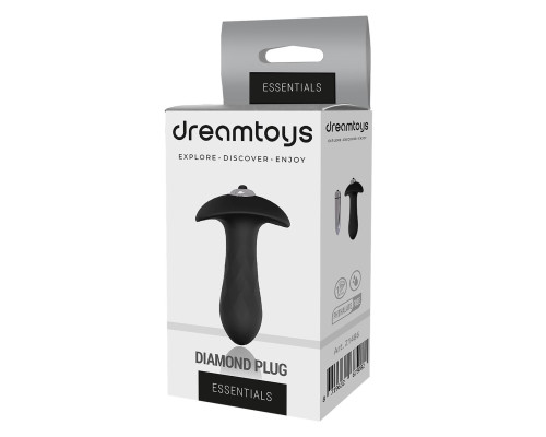 Черная анальная вибровтулка SINGLE SPEED DIAMOND PLUG - 9 см.