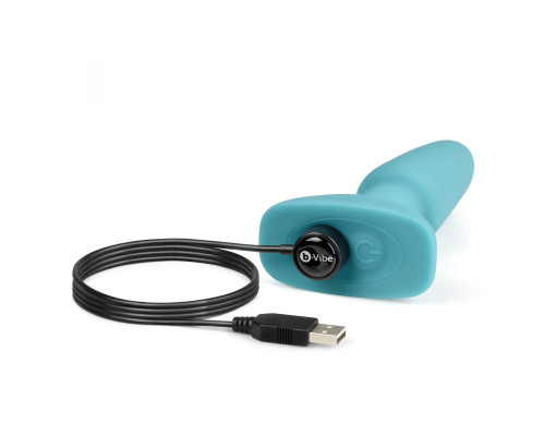 Голубая вибропробка с ротацией шариков RIMMING REMOTE CONTROL PLUG TEAL - 15,2 см.