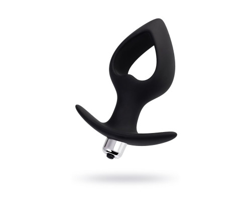 Черная вибровтулка с полой серединой в виде сердечка Cordis M - 14 см.