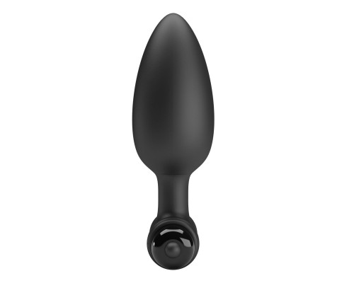Черная анальная пробка с вибрацией - 11,5 см.