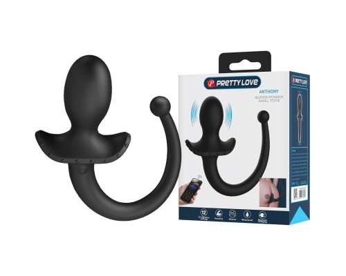 Черная анальная вибропробка с хвостом Anthony