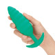 Зеленый ребристый анальный виброплаг Twist - 15,3 см.