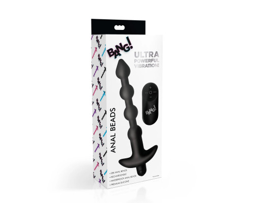 Черные анальные бусы с вибрацией и пультом ДУ 28X Remote Control Vibrating Silicone Anal Beads - 19 см.