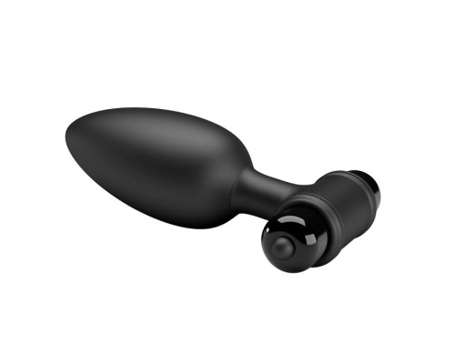 Черная анальная пробка с вибропулей - 11,8 см.