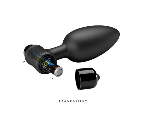 Черная анальная пробка с вибропулей - 11,8 см.