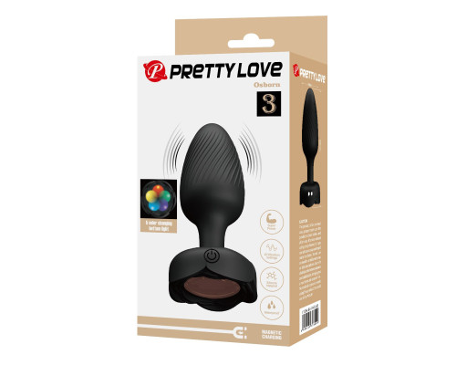 Черная анальная вибропробка с подсветкой Osborn - 9,8 см.