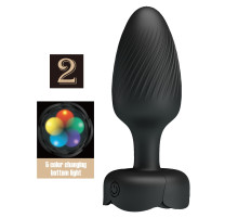 Черная анальная вибропробка с подсветкой Varian - 10,8 см.