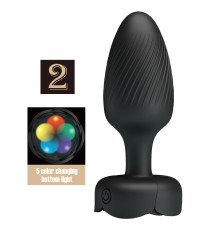 Черная анальная вибропробка с подсветкой Varian - 10,8 см.