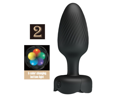 Черная анальная вибропробка с подсветкой Varian - 10,8 см.