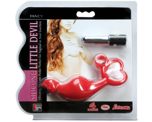 Красный силиконовый стимулятор с вибропулей на ручке