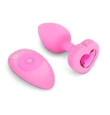 Розовый анальный плаг с кристаллом-сердцем Vibrating Heart Shape Jewel Plug S-M