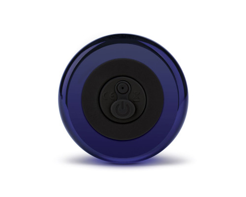 Синий стеклянный изогнутый вибратор - 11 см.