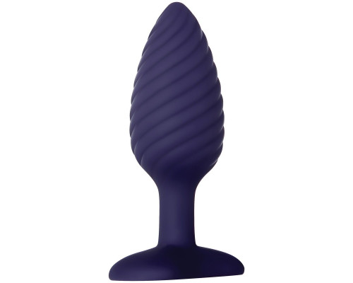Синяя анальная пробка с вибрацией и пультом ДУ Wicked Twister - 12 см.