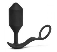 Черная анальная вибропробка с эрекционным кольцом Vibrating Snug   Tug XL