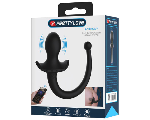 Черная анальная вибропробка с хвостом Anthony