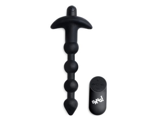 Черные анальные бусы с вибрацией и пультом ДУ 28X Remote Control Vibrating Silicone Anal Beads - 19 см.