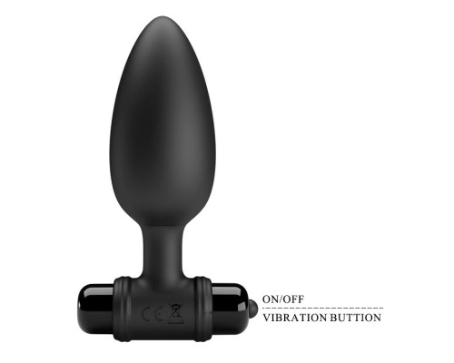 Черная анальная пробка с вибропулей - 11,8 см.