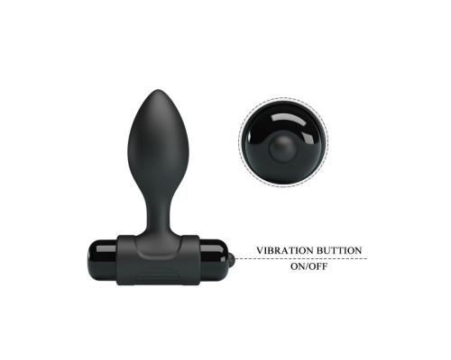 Черная анальная пробка с мощной вибрацией Vibra - 8,6 см.
